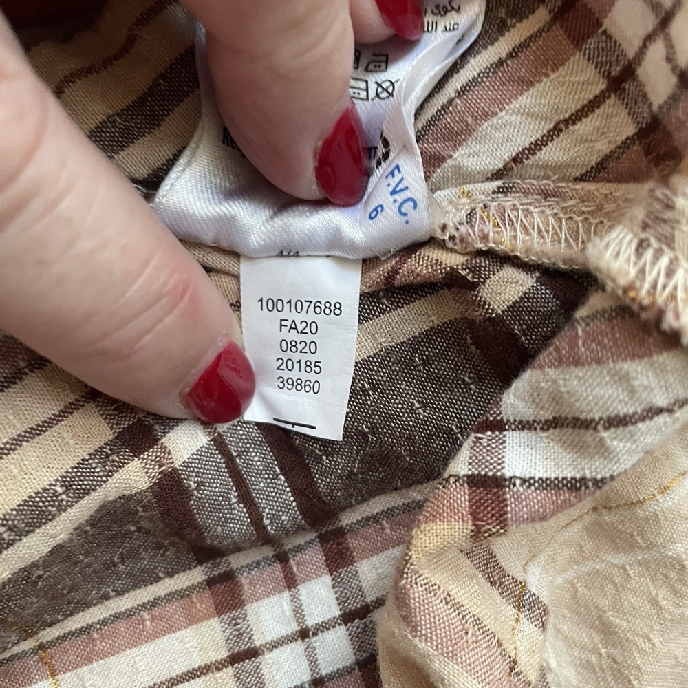 Inc International Concepts Dress Women 10 Brown Plaid Linen Blend Faux Wrap Boho - Picture 14 of 14